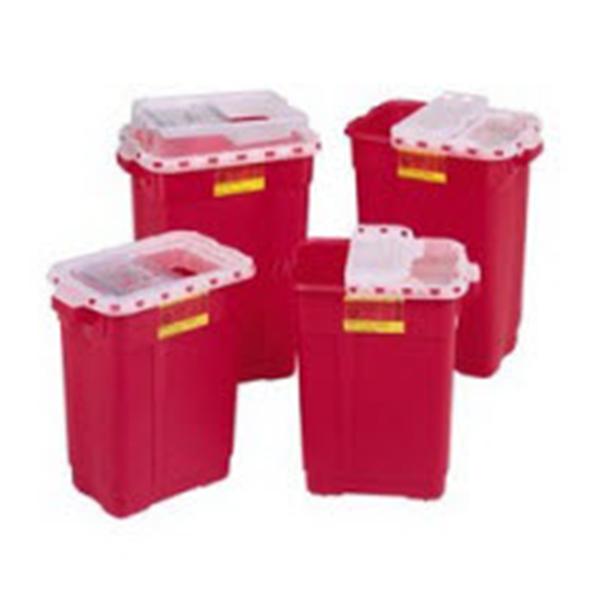 Container Sharps 9gal Large Plastic Temporary Closure Red/Clear 8/Case